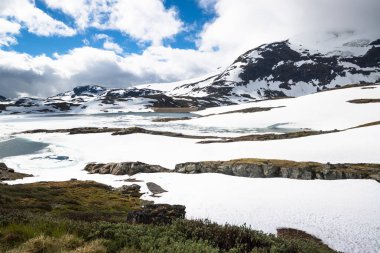 Norveç'te Gaular nehri kıyısındaki dağ yolu