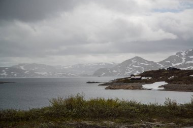 Norveç'te Gaular nehri kıyısındaki dağ yolu