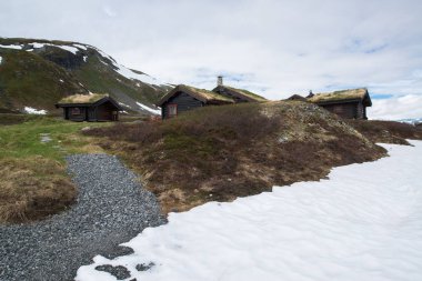 Tyinstolen, Norveç'te çimenli geleneksel Norveç evleri 