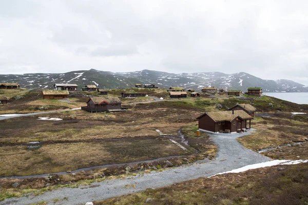 Traditionella Norska Hus Med Gräs Tyinstolen Norge — Stockfoto