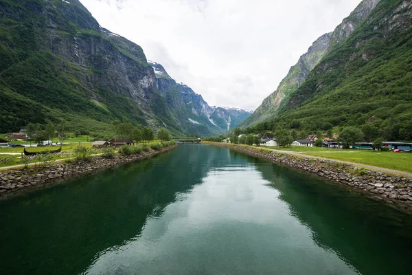 Blick Vom Dorf Gudvangen Richtung Fjord Norwegen — Stockfoto
