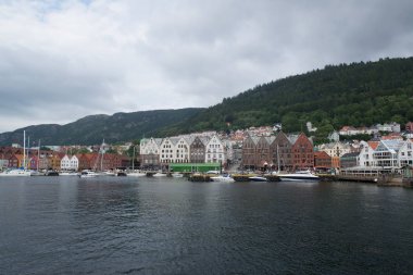 Bergen, Norveç, Circa Haziran 2016: Norveç'te Bergen sokaklarında görünüm