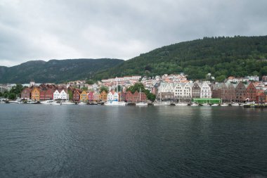 Bergen, Norveç, Circa Haziran 2016: Norveç'te Bergen sokaklarında görünüm