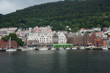 Bergen, Norveç, Circa Haziran 2016: Norveç'te Bergen sokaklarında görünüm