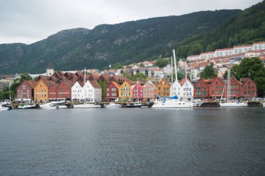 Bergen, Norveç, Circa Haziran 2016: Norveç'te Bergen sokaklarında görünüm