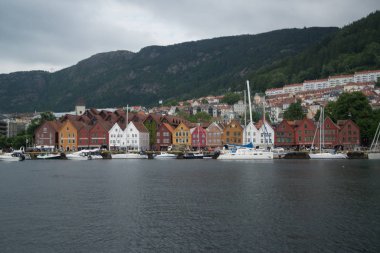 Bergen, Norveç, Circa Haziran 2016: Norveç'te Bergen sokaklarında görünüm