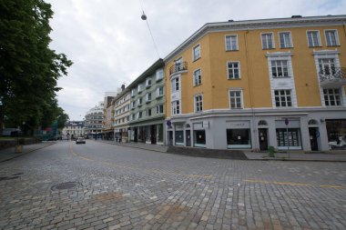 Bergen, Norveç, Circa Haziran 2016: Norveç'te Bergen sokaklarında görünüm