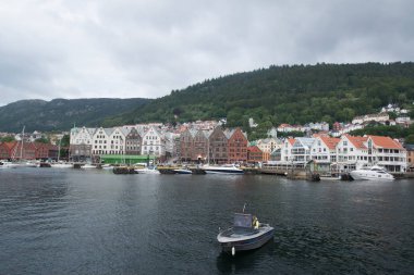 Bergen, Norveç, Circa Haziran 2016: Norveç'te Bergen sokaklarında görünüm
