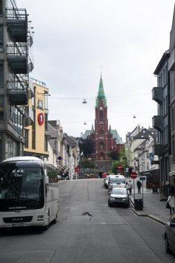 Bergen, Norveç, Circa Haziran 2016: Norveç'te Bergen sokaklarında görünüm