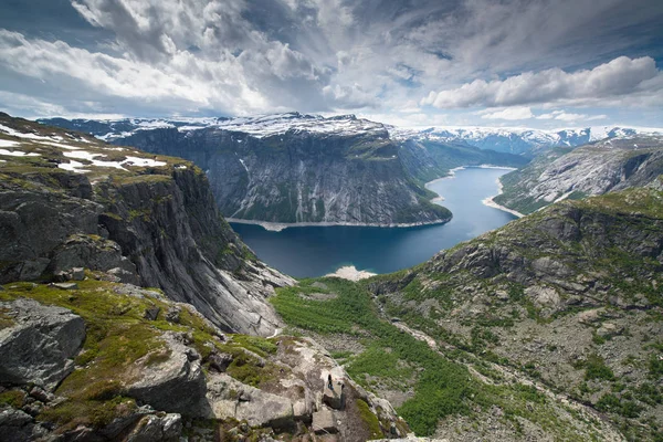 Vista Verão Região Montanhosa Trolltunga Língua Troll Odda — Fotografia de Stock