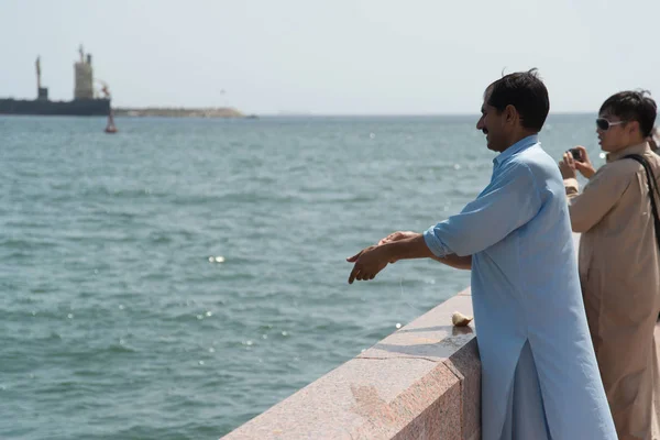 Muscat Oman June 2014 Arabic Men Fishing Harbor — Stock Fotó