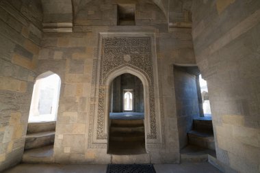 Bakü, Azerbaycan, Ağustos 2018: Sirvansahlar Sarayi, Bakü 'deki Şirvanhanları Sarayı, Azerbaycan