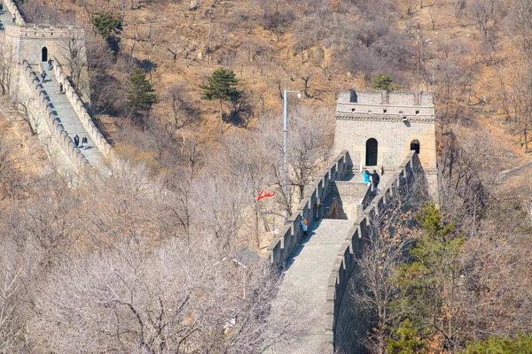 Toeristen Grote Muur Van China Bij Mutianyu Buurt Van Peking — Stockfoto