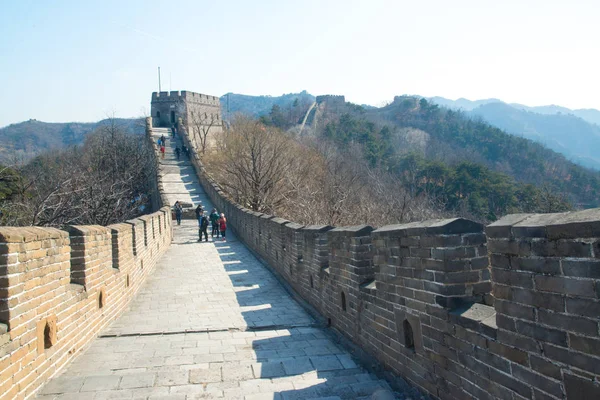 Toeristen Grote Muur Van China Bij Mutianyu Buurt Van Peking — Stockfoto