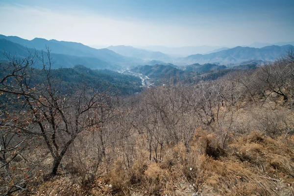 Uitzicht Vanaf Chinese Muur Bij Mutianyu Buurt Van Peking China — Stockfoto