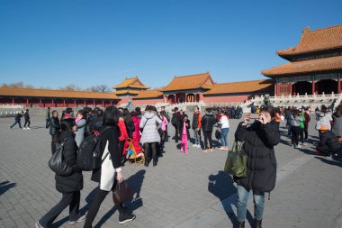 Pekin, Çin - Circa Şubat 2016: Pekin'de Yasak Şehir. Yasak Şehir Çin'de kraliyet sarayı, Bu dünyanın kültürel mirasıdır. 