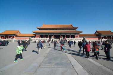 Pekin, Çin - Circa Şubat 2016: Pekin'de Yasak Şehir. Yasak Şehir Çin'de kraliyet sarayı, Bu dünyanın kültürel mirasıdır. 