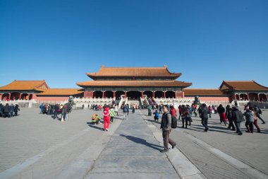 Pekin, Çin - Circa Şubat 2016: Pekin'de Yasak Şehir. Yasak Şehir Çin'de kraliyet sarayı, Bu dünyanın kültürel mirasıdır. 