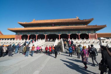 Pekin, Çin - Circa Şubat 2016: Pekin'de Yasak Şehir. Yasak Şehir Çin'de kraliyet sarayı, Bu dünyanın kültürel mirasıdır. 