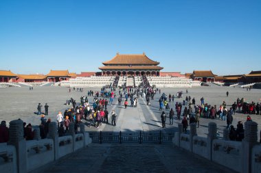 Pekin, Çin - Circa Şubat 2016: Pekin'de Yasak Şehir. Yasak Şehir Çin'de kraliyet sarayı, Bu dünyanın kültürel mirasıdır. 