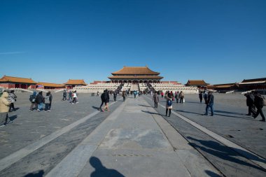 Pekin, Çin - Circa Şubat 2016: Pekin'de Yasak Şehir. Yasak Şehir Çin'de kraliyet sarayı, Bu dünyanın kültürel mirasıdır. 
