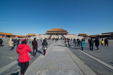 Pekin, Çin - Circa Şubat 2016: Pekin'de Yasak Şehir. Yasak Şehir Çin'de kraliyet sarayı, Bu dünyanın kültürel mirasıdır. 