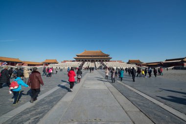 Pekin, Çin - Circa Şubat 2016: Pekin'de Yasak Şehir. Yasak Şehir Çin'de kraliyet sarayı, Bu dünyanın kültürel mirasıdır. 