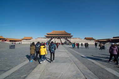 Pekin, Çin - Circa Şubat 2016: Pekin'de Yasak Şehir. Yasak Şehir Çin'de kraliyet sarayı, Bu dünyanın kültürel mirasıdır. 