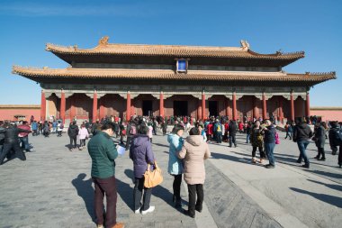 Pekin, Çin - Circa Şubat 2016: Pekin'de Yasak Şehir. Yasak Şehir Çin'de kraliyet sarayı, Bu dünyanın kültürel mirasıdır. 