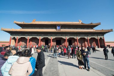 Pekin, Çin - Circa Şubat 2016: Pekin'de Yasak Şehir. Yasak Şehir Çin'de kraliyet sarayı, Bu dünyanın kültürel mirasıdır. 