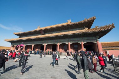 Pekin, Çin - Circa Şubat 2016: Pekin'de Yasak Şehir. Yasak Şehir Çin'de kraliyet sarayı, Bu dünyanın kültürel mirasıdır. 