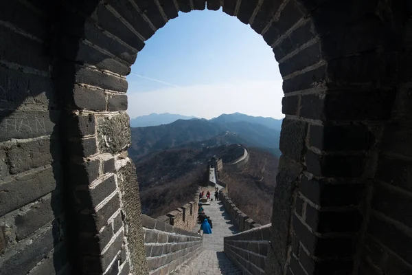 Tourists on Great Wall of China at Mutianyu, near Beijing, China