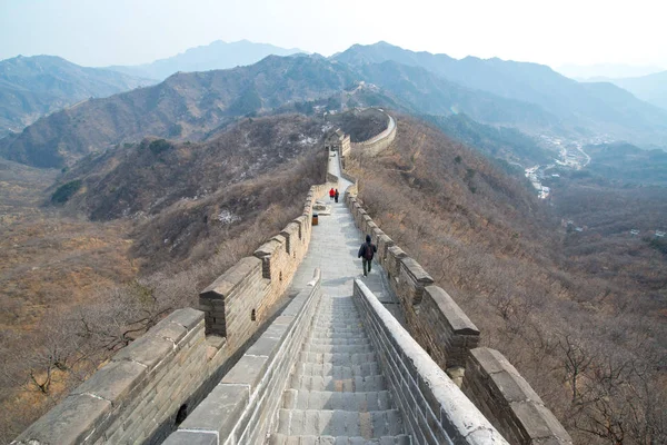 Toeristen Grote Muur Van China Bij Mutianyu Buurt Van Peking — Stockfoto