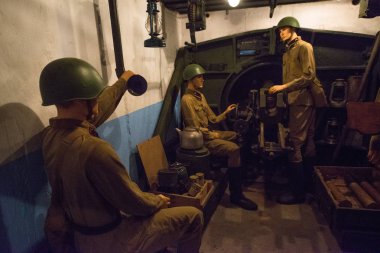 Loshany, Belarus, yaklaşık Mart 2019: Minsk, Belarus yakınlarındaki loshany tarihi ve kültürel kompleksi Stalin hattı Bunker