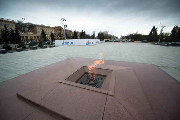 Minsk Bělorusko Cca Únor 2019 Věčný Plamen Náměstí Vítězství Minsku — Stock fotografie