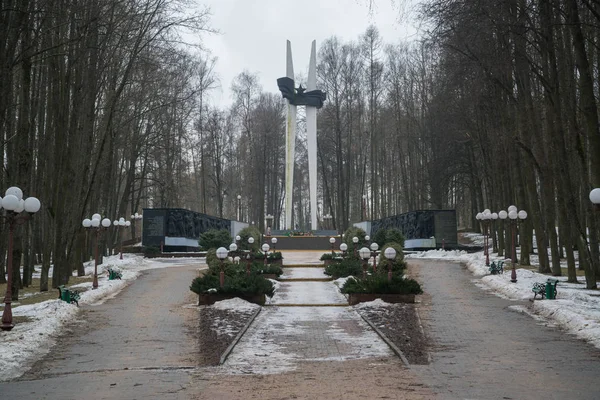 Molodechno Fehéroroszország Február 2019 Szovjet Emlékmű Győzelem Parkban Park Pieramohi — Stock Fotó