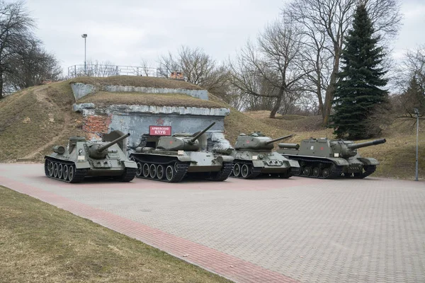 Brześć Białoruś Około Lutego 2019 Wystawa Czołgów Twierdzy Brzeskiej Znana — Zdjęcie stockowe