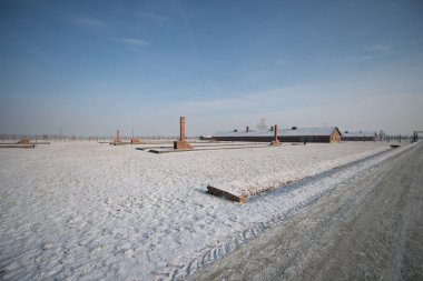 Toplama kampında çökmüş gaz odası Auschwitz Birkenau 27 Ocak 'ta eski bir Nazi imha kampı, 2014 Oswiecim içinde
