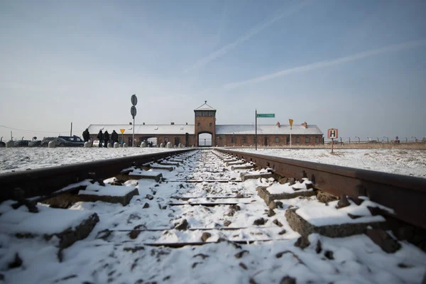 Oswiecim, Polonya-27 Ocak 2014-Auschwitz Birkenau, Brzezinka 'da eski bir Nazi imha kampı, Oswiecim yakınlarındaki Polonya