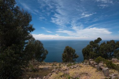 Taquile adası, Titicaca Gölü, Peru. Güney Amerika