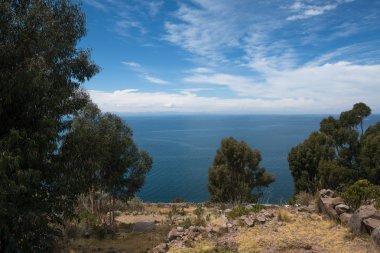 Taquile adası, Titicaca Gölü, Peru. Güney Amerika