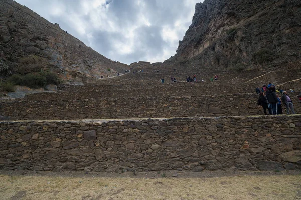 Ollantaytambo Körülbelül Szeptember 2017 Tekintettel Inca Régészeti Lelőhely Sun Temple — Stock Fotó