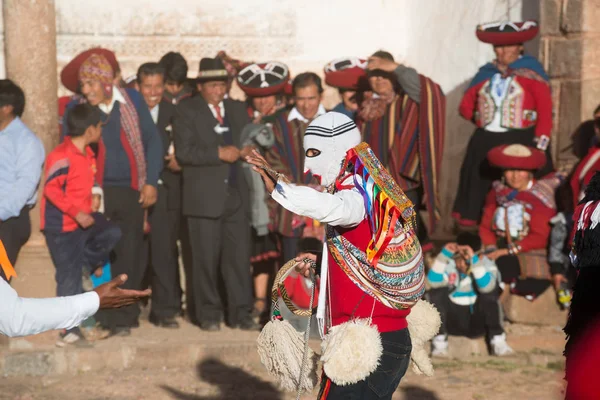Chinchero Peru Cirka September 2017 Människor Chinchero Peru Klädd Traditionella — Stockfoto