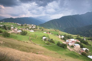 Samegrelo-Zemo Svaneti, Georgia 'da murkmeli köyü. UNESCO Dünya Mirası