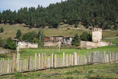Samegrelo-Zemo Svaneti, Georgia 'da murkmeli köyü. UNESCO Dünya Mirası