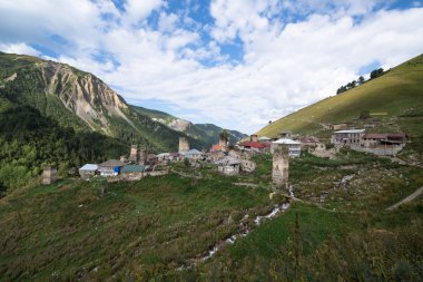 Samegrelo-Zemo Svaneti, Georgia 'da murkmeli köyü. UNESCO Dünya Mirası