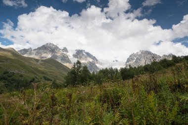 Svaneti, Gürcistan'daki Adishi Buzulu'na Bakış