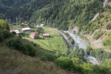Samegrelo-Zemo Svaneti, Georgia 'da murkmeli köyü. UNESCO Dünya Mirası