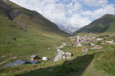 Samegrelo-Zemo Svaneti, Georgia 'da murkmeli köyü. UNESCO Dünya Mirası
