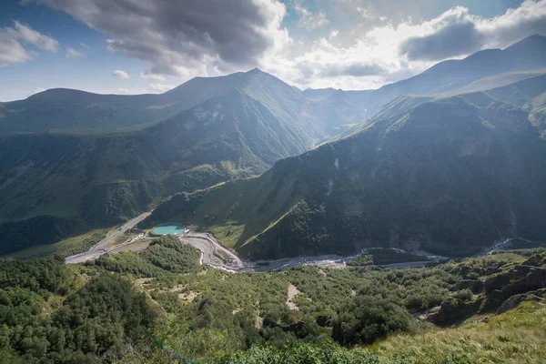 Vista Desde Carretera Militar Georgiana Voyenno Gruzinskaya Doroga Una Ruta —  Fotos de Stock